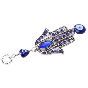 Himeng La Blue Eye Ornament Hollow Out Retro Good Luck Evil Decor Elegant Alloy Glass Wall for Home Decoration