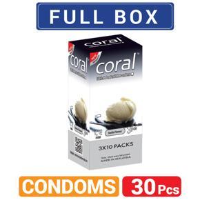Coral Vanilla Flavors Lubricated Natural Latex Condoms - Full Box - 10x3=30pcs