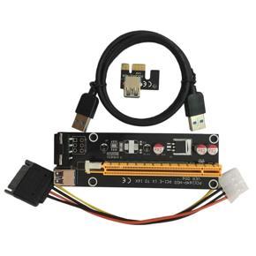 PCI-E PCI Express 1X to 16X Riser Card USB 3.0 SATA to 4Pin IDE Power Cord - black