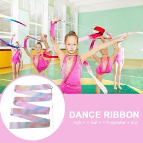 XHHDQES 2M Flashing Star Gym Ribbons Dance Ribbon Rhythmic Art Gymnastics Ballet Streamer Twirling Rod Rainbow Stick