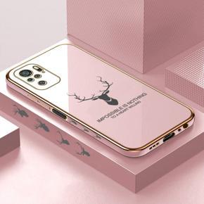 Hontinga for Xiaomi Redmi Note 10 Back Cover Luxury 6D Plating Cartoon Lucky Side Pattern Case Soft Silicone Square Phone Cases