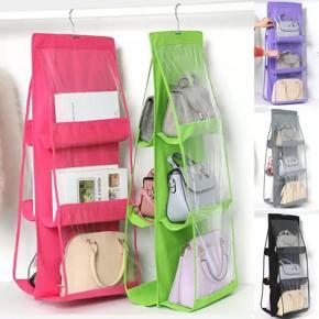 6 Pockets Home Closet Storage Bag Open Bag For Clothing Bags Hanging Handbag Organizer Storage Holder