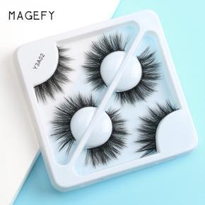 MAGEFY 3 Pair 3D Mink Eyelashes Fluffy Dramatic Eyelashes Makeup Wispy Mink Lashes Natural Long False Eyelashes Y3A02