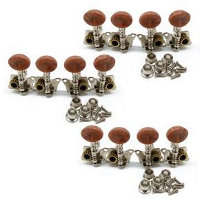 ARELENE 12X 6R6L Metal Ukulele Locking String Tuner Guitar Tuning Peg Machine Head with Brown Head Pegs for Ukulele Guitar Part