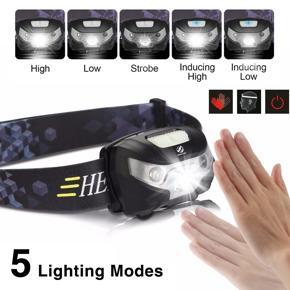 DASI USB Rechargeable Motion Strong light sensor Headlight Waterproof Camping Headlamp Night Lamp Headlamp With 5 Lighting Modes Fishing Hiking Outdoor Cycling Lightlamp