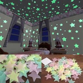 Pack of 200 - 3D Stars Glow In The Dark Wall Stickers Luminous Fluorescent Wall Stickers For Kids Baby Room Bedroom Ceiling Home Decor