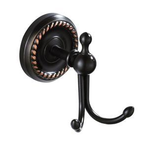 ARELENE Black Bronze Towel Hook, Antique Robe Hook Brass Coat Double Hanger for Bathroom