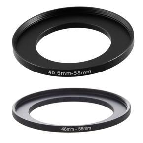 BRADOO- 2 pcs Camera Repairing Metal Step Up Filter Ring Adapter Camera Repairing-40.5mm-58mm & 46mm-58mm