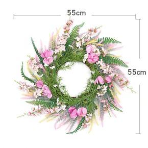 Spring Wreath Artificial Peach Blossom Wreath for All Seasons Round Wreath for Front Door Farmhouse Wall Decoration