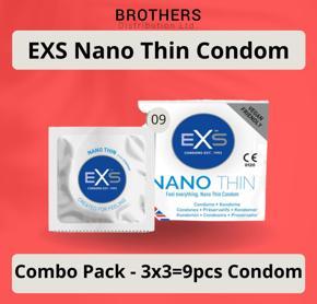 EXS Condom - Nano Thin Condom - Combo Pack - 3x3=9pcs (Made in UK)