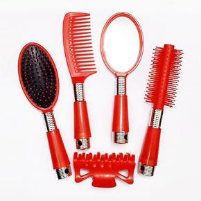 Hair Brush Hand Mirror Hair Band & Comb Set Of 5 pcs