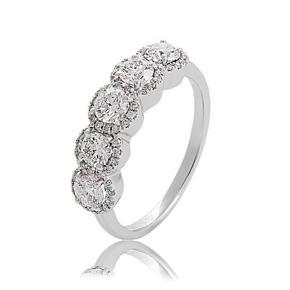 Eternity Diamond Cut Zirconia Brand Halo Engagement Ring