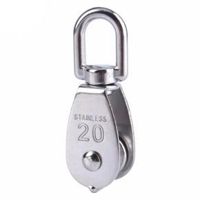 Steel Wire Pulley Stainless Steel M20 Heavy Duty Steel Single Wheel Swivel Lifting Rope Pulley Block For Wire Rope -silver