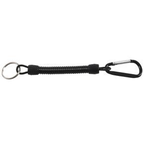Key ring, with carabiner and spiral cable, 13 cm, random color