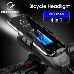 OuttobeBike Bike Light Multifunctional 4 IN 1 LED Bike Headlight USB Rechargeable Headlight Bicycle Front and Rear Light