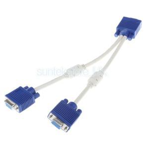 1 VGA Male To 2 VGA Female Splitter Cable Adapter