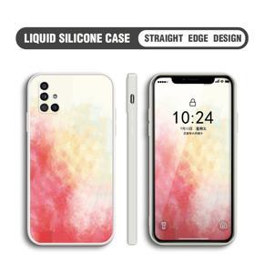 Hontinga for Samsung A51 Case Watercolor Gradient Liquid Soft Square Silicone Phone Case Shockproof Protection Rubber Cover