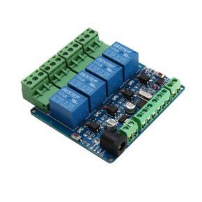 Modbus RTU 4 Channel 12V Relay Output Board Module Switch Input RS485 / TTL - Green