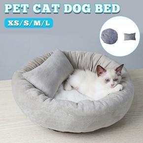 Pet Dog Cat Calming Warm Bed Soft Plush Sleeping Mat Bed Nest Pad House Kennel - L