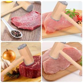 2-In-1 Wooden Hammer For Meat & Poultry Minced - Multicolour