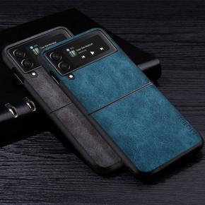 For [Samsung] Galaxy Z Flip 3 Phone Case Creative Contrast Color Leather Texture Phone Case