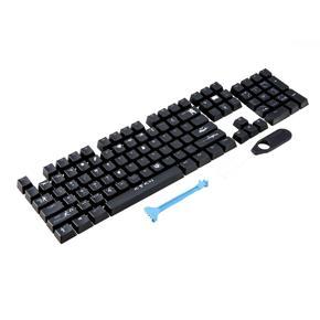 104 Keys Keyboard Keycap Set ABS Backlit Key Cap for Mechanical Keyboards - black