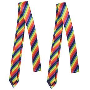 XHHDQES 2X Men Fashion Casual Skinny Slim Narrow Tie Formal Wedding Party Necktie, 19 (Rainbow Color Stripes)