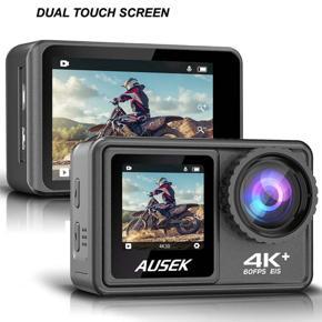 Dual Display Ausek AT-S81TR Waterproof 5K WIFI 2-inch+1.3-inch Dual Touch Screen Action Camera with Filter & Microphone Up To 48MP
