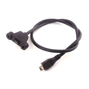 Micro USB 5Pin Male to Female w/Screw Hole Panel Mount Extention Cable - black