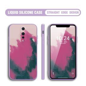 Hontinga for OPPO R17 Pro Case Watercolor Gradient Liquid Soft Square Silicone Phone Case Shockproof Protection Rubber Cover