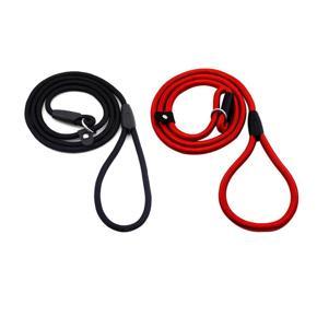 2 PCS Sturdy Pet Collar Rope Nylon Dog Slip Training Walking Lead with P Chain 1cm, Red & Black