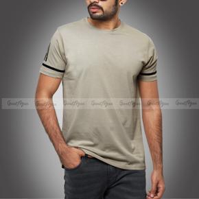 Premium Quality Beige Color Cotton Short Sleeve T-Shirt for Men.