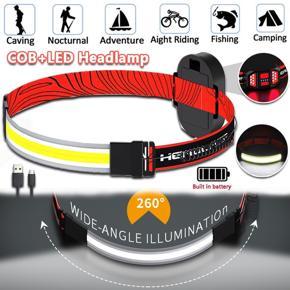 2 In 1 COB+LED Headlamp USB Rechargeable Waterproof Headlight Emergency Light for Camping Working Driving Running