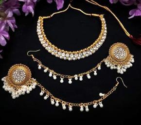 Bahubali Earrings Jhumka Kaner dul & Neckless for Women