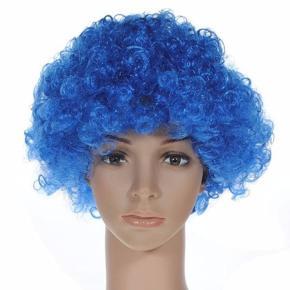 Football Fan Costume Curly Halloween Party Disco Rainbow Afro Clown Wig Hair#Blue - PC3 dark blue