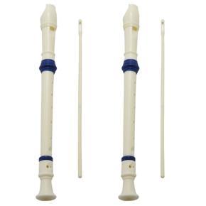 ARELENE 2X Students Plastic 8 Holes Soprano Recorder Flute Beige Blue with Cleaning Stick