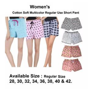 Regular Use Cotton Multi Printed Short Pant for Girls and Women