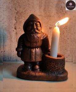 Clay Showpiece - Santa Claus (Candle Holder)  Soil Made Showpiece  Terracotta  Rokomfer