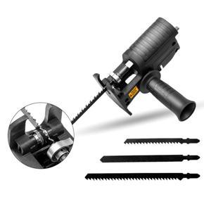 GMTOP Portable Reciprocating Saw Adapter Multifunctional Electric Drill Modified Tool Attachment with Ergonomic Handle 3 Saw Blades for Wood Metal Cutting