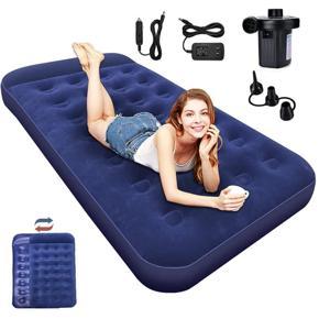 Exclusive Bestway Flocked Single Air Bed Camping Mattress - Blue