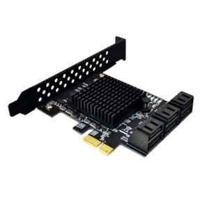 XHHDQES SATA III 6 Gbps Controller Expansion Controller ASM109X/SATA 3.0 Non-Raid Support 6 Ports with 6 SATA Cables
