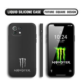 Hontinga for Xiaomi Mi 11 Lite 5G NE Case Fashion Monster Energy Silicone Square Edge Phone Cases Full Cover Camera Shockproof Protection Rubber Case