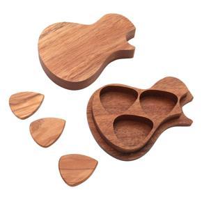 Wooden Guitar Pick Set Plectrum Holder Storage Container Box /3PCS Guitar Picks