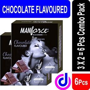 Manforce Chocolate Flavour Premium Condom 3 x 2 =6 Pcs - Combo Pack