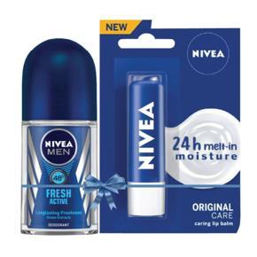 Nivea Men Roll On Fresh Active 50ml and Nivea Original Care Lip Balm 4.8g Combo Offer