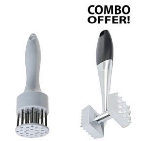 Meat Tenderizer and Meat Hammer Combo - White and Silver