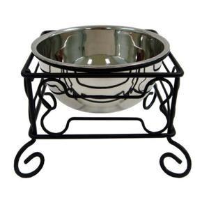 Wrought Iron Stand with Single Stainless Steel Feeder Bowl, Medium