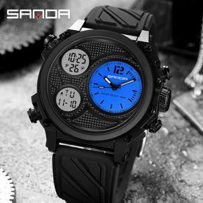 SANDA Fashion Leisure Sports Dual Display Military Multifunctional Men's Watch Analog Outdoor Style Fashion Men's Watch Luxury Watch