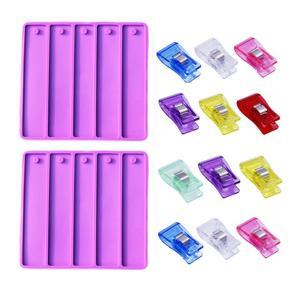 ARELENE 2 Keychain Card Picker Epoxy Casting Molds, 12 Assorted Color Acrylic Card Grabber, Card Clip for Long Nails