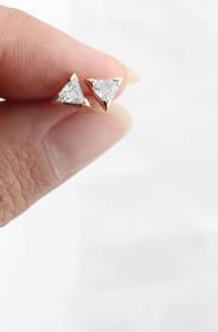 Triangle shaped diamond cut ear rings